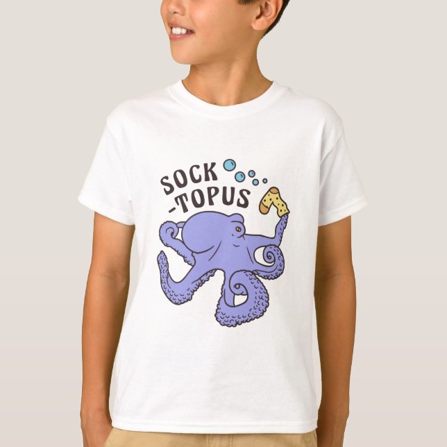 Socktopus Blå Bläckfisk Med Strumpa Roligt Meme T Shirt (Framsida)