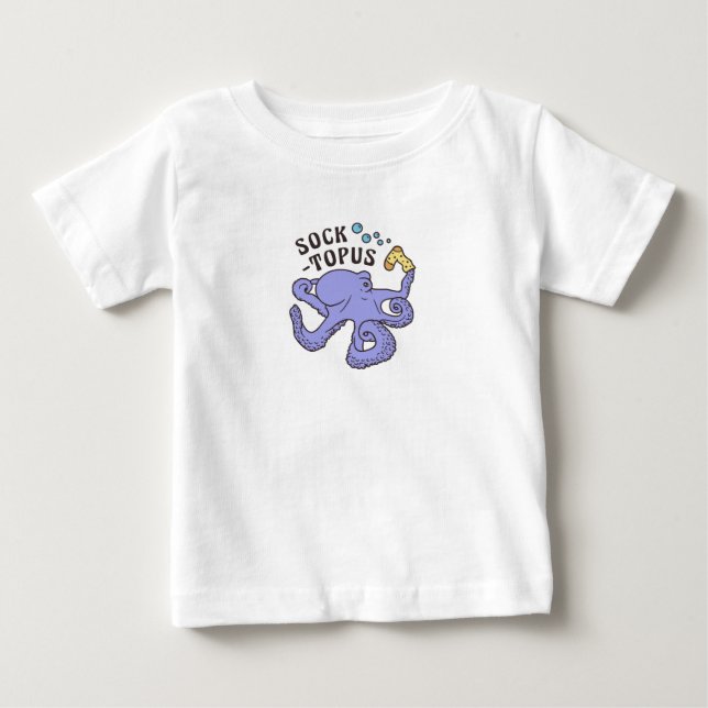 Socktopus Blue Octopus med sock Funny PM T Shirt (Framsida)