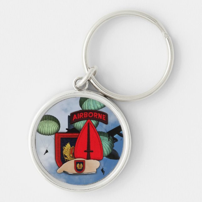 socom speciell Operations Command veterans socom K Rund Silverfärgad Nyckelring (Framsidan)