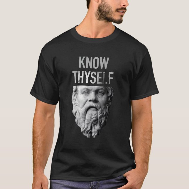 Socrates Delphi Orcale känner Thyself Philosophy G T Shirt (Framsida)