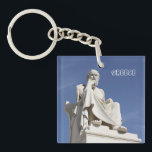 Socrates Grekland Keychain<br><div class="desc">Nyckelring med bilden av den neoclassical statyn av forntida grekisk filosofSocrates utanför akademi av konster av Athens i Grekland.</div>
