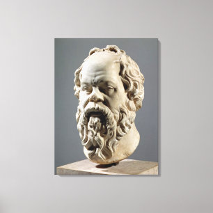 Socrates marmorhuvud, kopierar från en brons från canvastryck