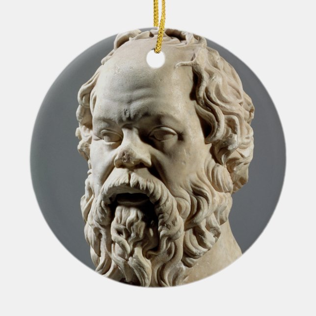 Socrates marmorhuvud, kopierar från en brons från julgransprydnad keramik (Framsidan)