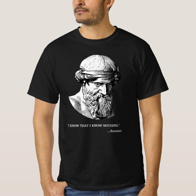 Socrates "Vet ingenting" Filosof T-Shirt (Framsida)