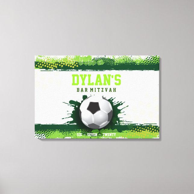 SOCSIN I GRÖNT Pub Mitzvah Sign In Memory Board Canvastryck (Framsida)