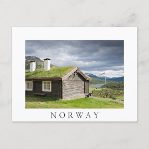 Sod tak-loggstuga i Norgens vita vykort
