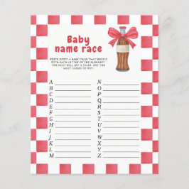 soda baby shower - Baby name race game