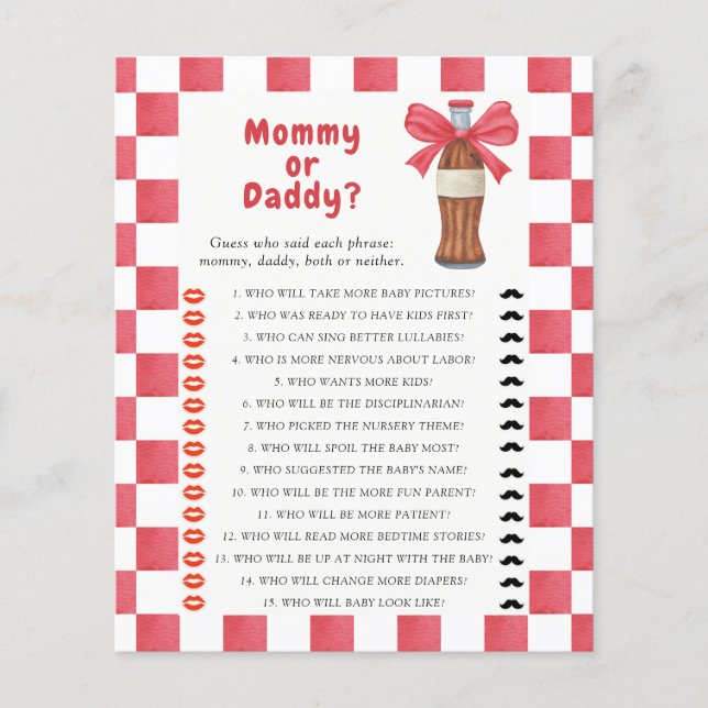 Soda baby shower Mommy or daddy game (Framsida)