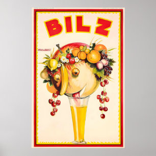 Soda Bilz Orange Juice Achille Mauzan Vintage Mat Poster