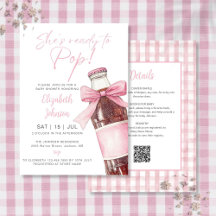 Soda Bottle Pink Bow Baby Shower All In One