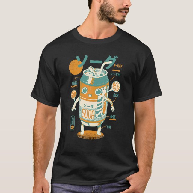 Soda Can X Ray Sci fi Japanese Soda Anatomy   Drin T Shirt (Framsida)