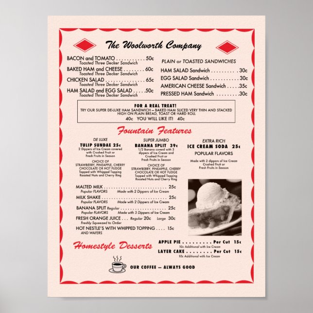 Soda Fountain Menu poster (Framsidan)