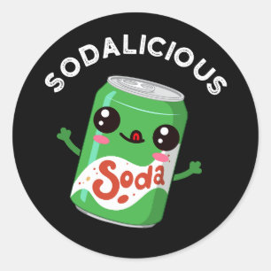 Soda-licious Funny Soda Pop Pun Mörk BG Runt Klistermärke