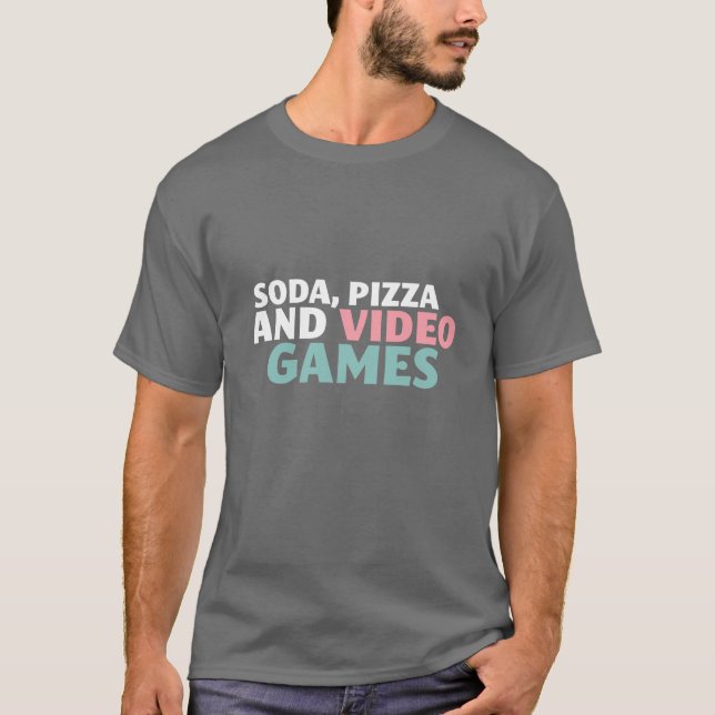 Soda, Pizza och Video Games Rolig tröja för spelar (Framsida)