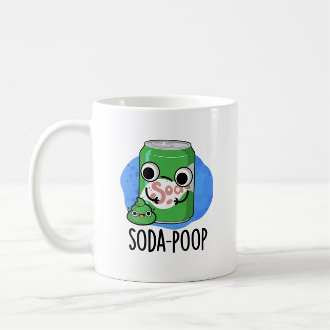 Soda Poop Funny Drink Pun Kaffemugg (Vänster)