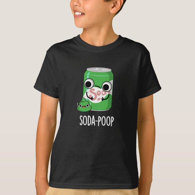 Soda Poop Funny Drink Pun Mörk BG T Shirt (Framsida)
