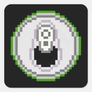 Soda Pop Can Pixel Art - Grönt Fyrkantigt Klistermärke