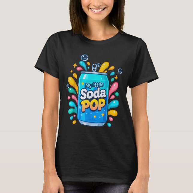 Soda Pop Tecknad Stänk Cute Retro Beverage Joke T Shirt (Framsida)