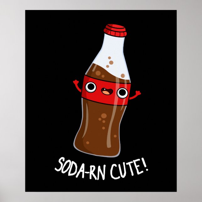 Soda-rn Cute Funny Soda Pun Mörk BG Poster (Framsidan)