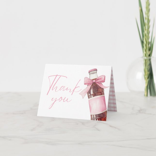 Sodaflaska Rosa Baby Shower Vikt Tacksamhetskort Tack Kort (Framsida)