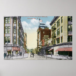 Söder centrerar gatan beskådar av hotellMohawk Poster