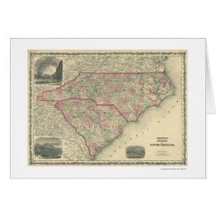 Söder & North Carolina karta 1861 Hälsningskort