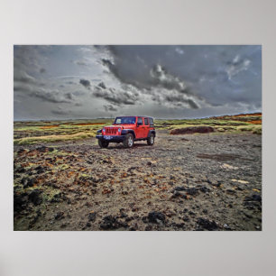 Söder pekar den offroad affischen för det Hawaii Poster