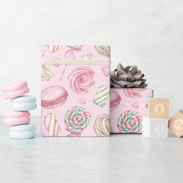 Söder Rosa Watercolor Mönster Presentpapper (Baby Shower)