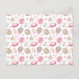 Söder Rosa Watercolor Mönster Vykort