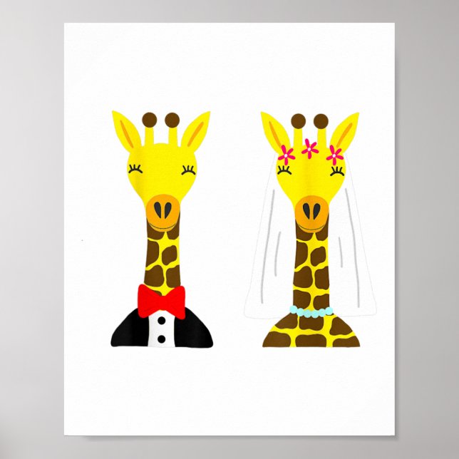 Söderdesignade Cute Giraffe Bride and Groom _1 Poster (Framsidan)