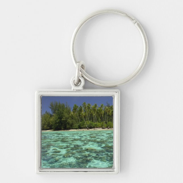 Söderhavet, Franska Polynesien, Moorea 3 Fyrkantig Silverfärgad Nyckelring (Framsidan)