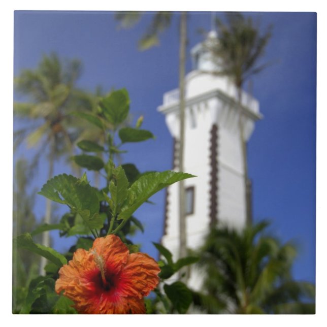 Söderhavet, Franska Polynesien, Tahiti. Hibiskus Kakelplatta (Framsidan)