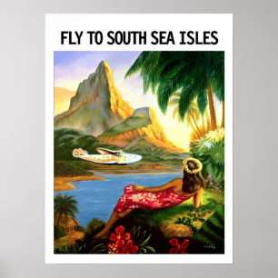 Söderhavsöar, vintage flygbolagsposter poster