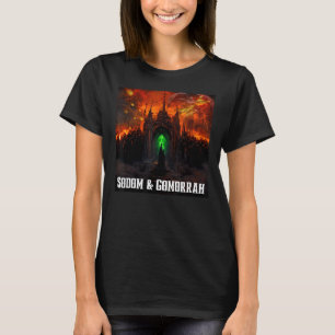 Sodom och Gomorrah City Burns with Angel and Churc T Shirt