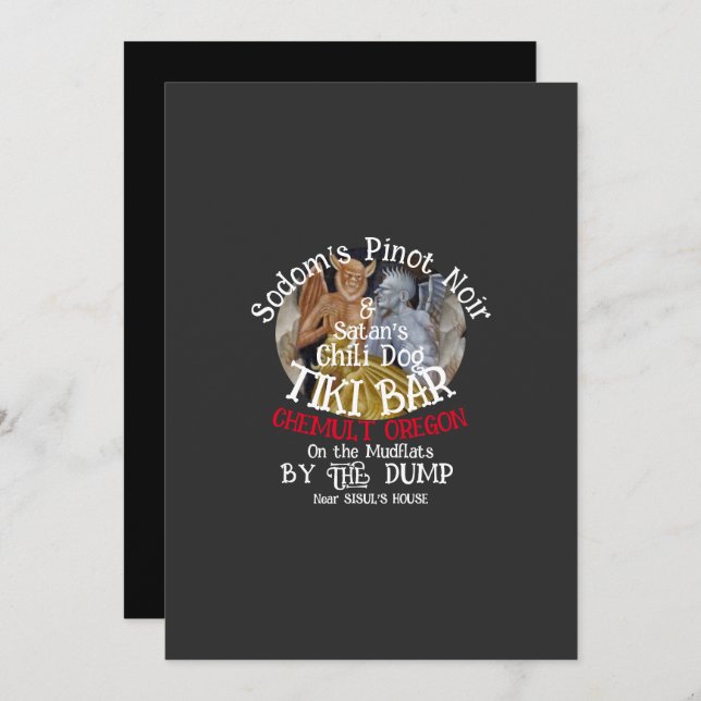 Sodoms Pinot Noir & Satans Chili Dog Tiki Bar Inbjudningar (Fram/baksida)