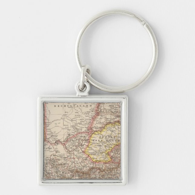 Södra Afrikan 3 Fyrkantig Silverfärgad Nyckelring (Framsidan)