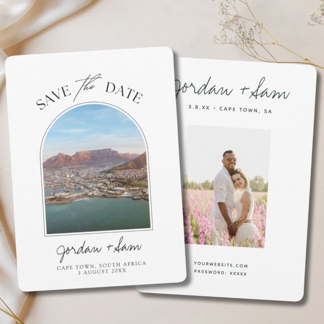 Södra Afrikan Bröllop Kapstaden Spara datumfoto Inbjudningar (South Africa Wedding Cape Town Save the Date Photo Invitation
)