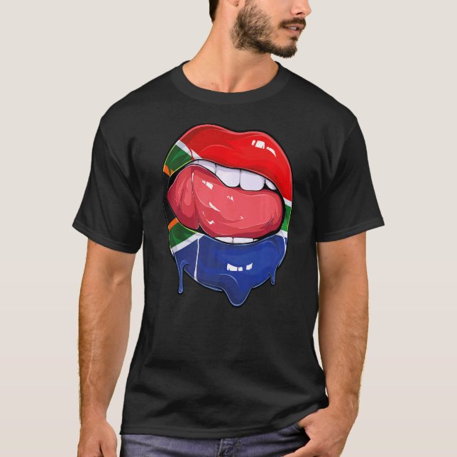 Södra Afrikan Fläkt Flagga Mouth Oceanien Sydafrik T Shirt (Framsida)