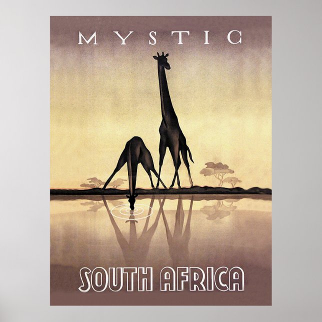 Södra Afrikan, Giraffe, vintage resor Poster (Framsidan)