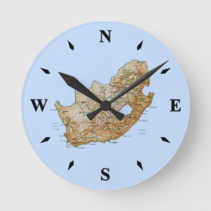 Södra Afrikan Karta Clock Rund Klocka