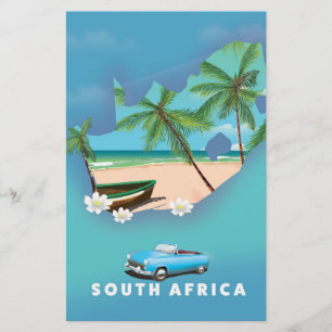 Södra Afrikan Karta Illustration-reseaffisch.