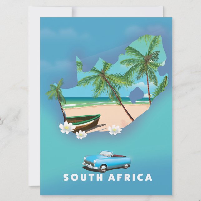 Södra Afrikan Karta Illustration-reseaffisch. Inbjudningar (Framsida)