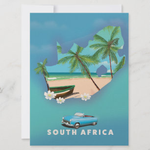 Södra Afrikan Karta Illustration-reseaffisch. Inbjudningar