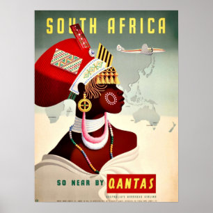 Södra Afrikan Qantas Vintage resor Poster