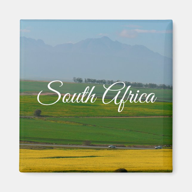 Södra Afrikan Rural Canola Landcape Mountains SA Magnet (Framsidan)