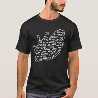 Södra Afrikan Slang Ord Sydafrika Flagga Karta T- T Shirt