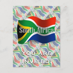 Södra Afrikan Waving Flagga Inbjudningar