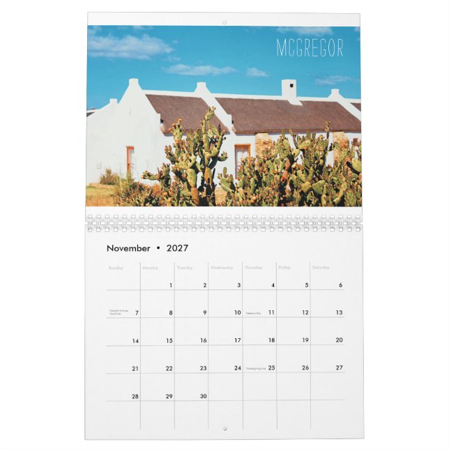 Södra Afrikan ZA Kapstaden Riebeek-Kasteel Kalender (Nov 2027)