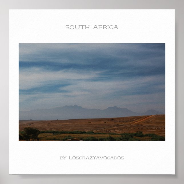 Södra Afrikans berg Landcape Travel Poster (Framsidan)