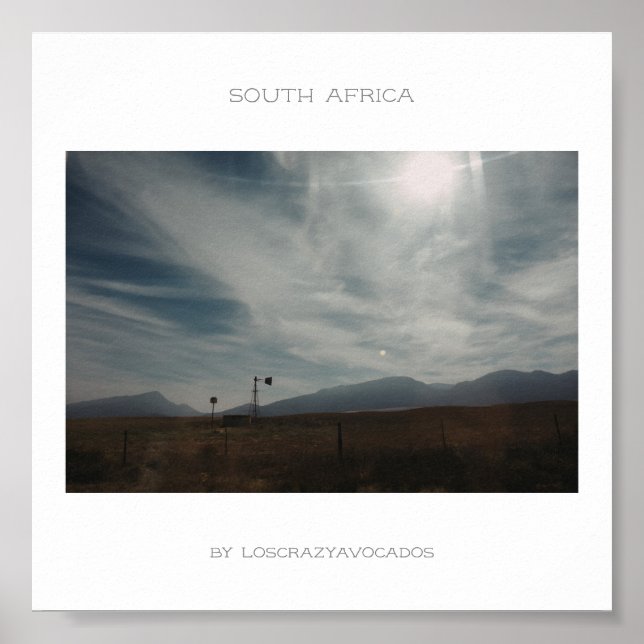 Södra Afrikans berg Landcape Travel Poster (Framsidan)